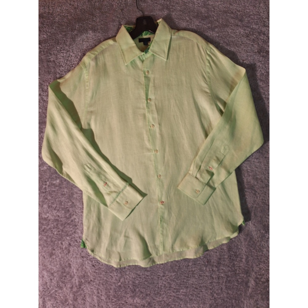 Lilly Pulitzer Via Palm Beach Mens Button Down Shirt Large Green Long Sleeve